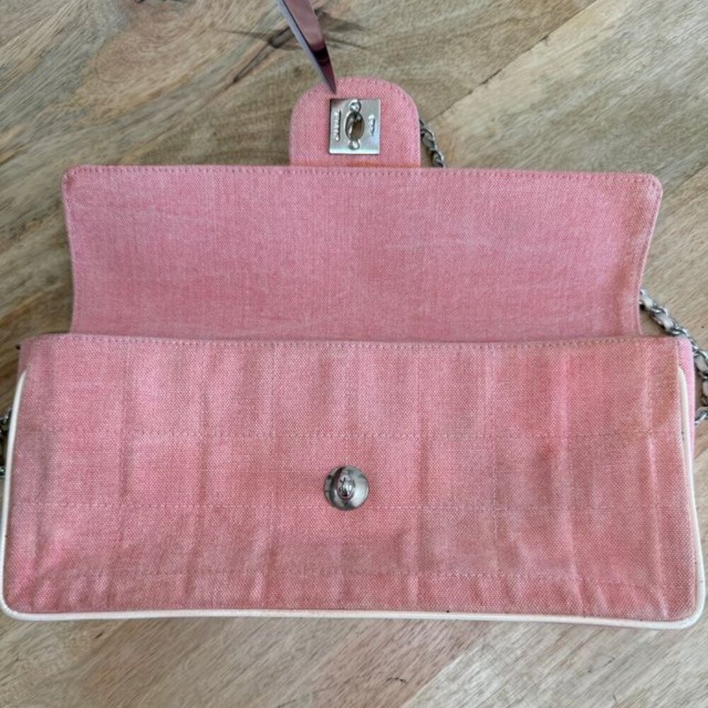 Chanel Pink Chocolate Bar Canvas Shoulder Bag - Picture 5 of 10